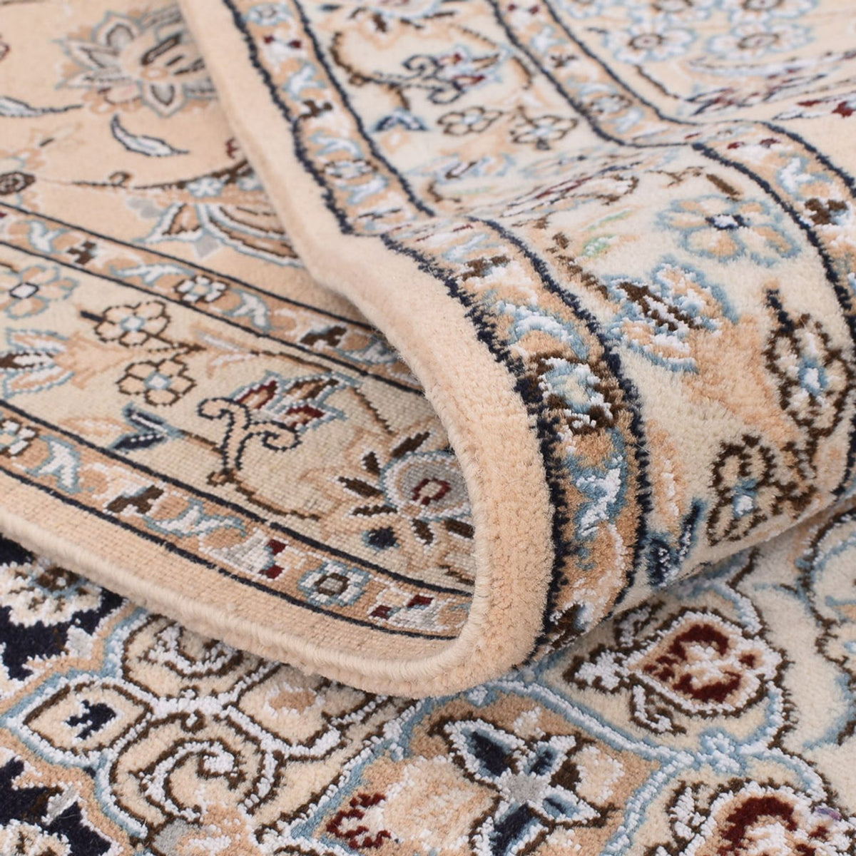 Perserteppich - Nain - Royal quadratisch - 310 x 305 cm - dunkelblau