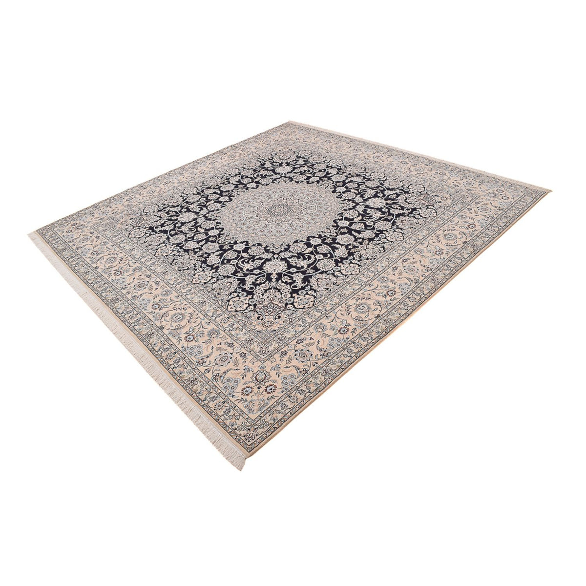 Perserteppich - Nain - Royal quadratisch - 310 x 305 cm - dunkelblau