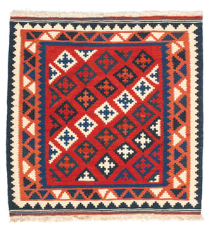 Kelim Teppich - Oriental 104 x 102 cm - dunkelrot