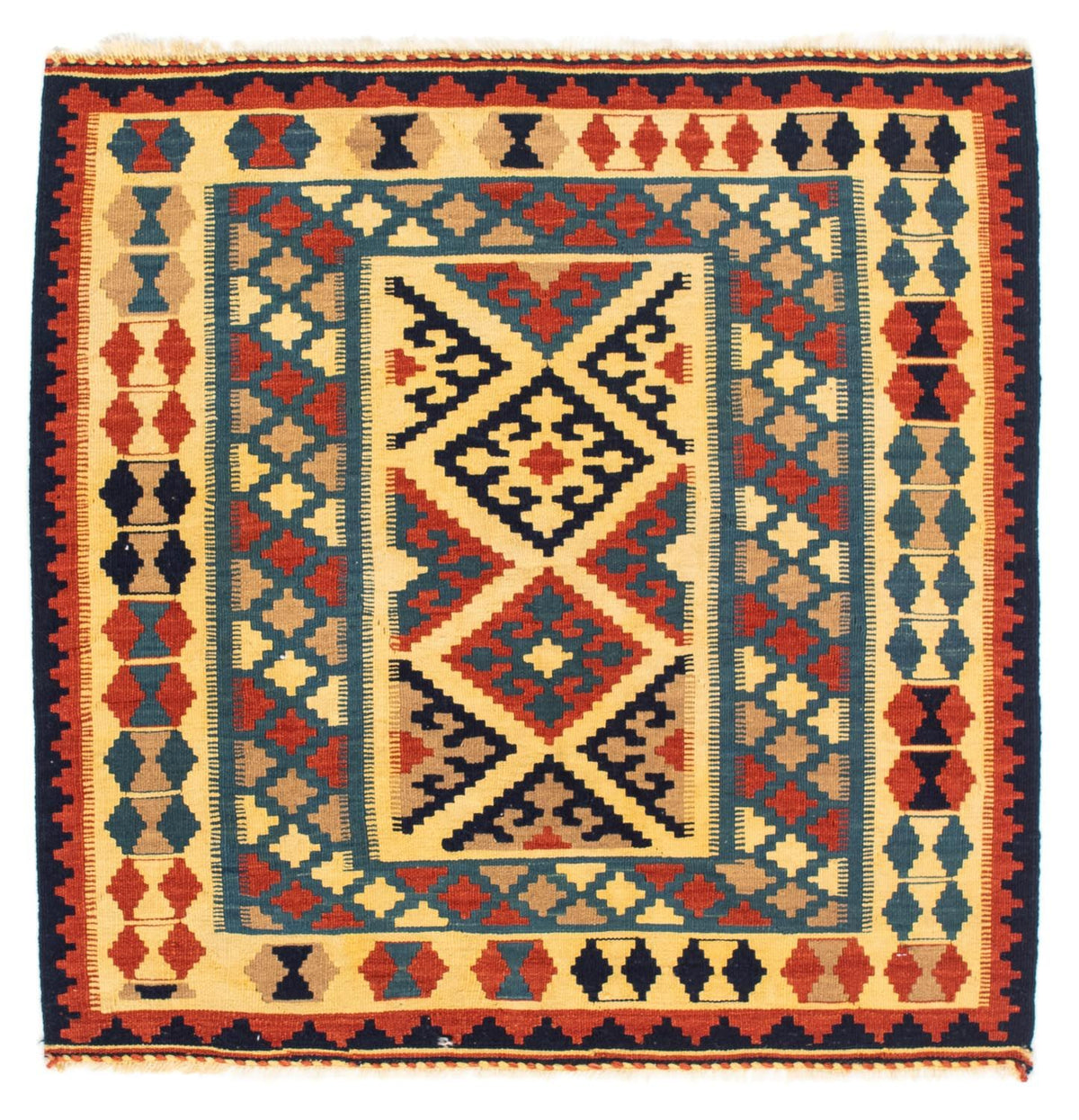 Kelim Teppich - Oriental 100 x 100 cm - blau