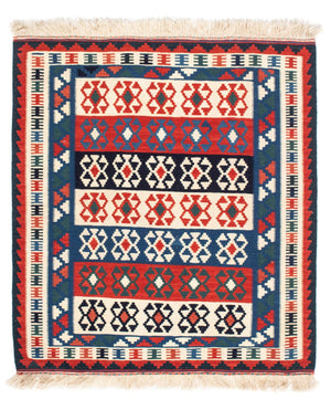 Kelim Teppich - Oriental 110 x 100 cm - blau