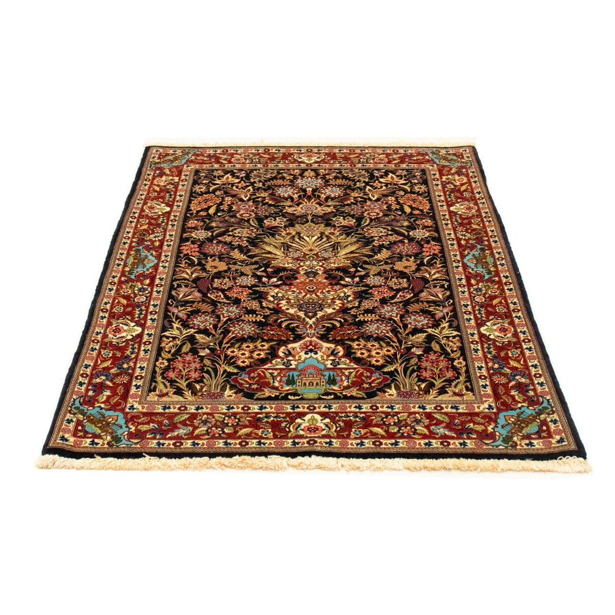Perserteppich - Ghom 156 x 102 cm - schwarz