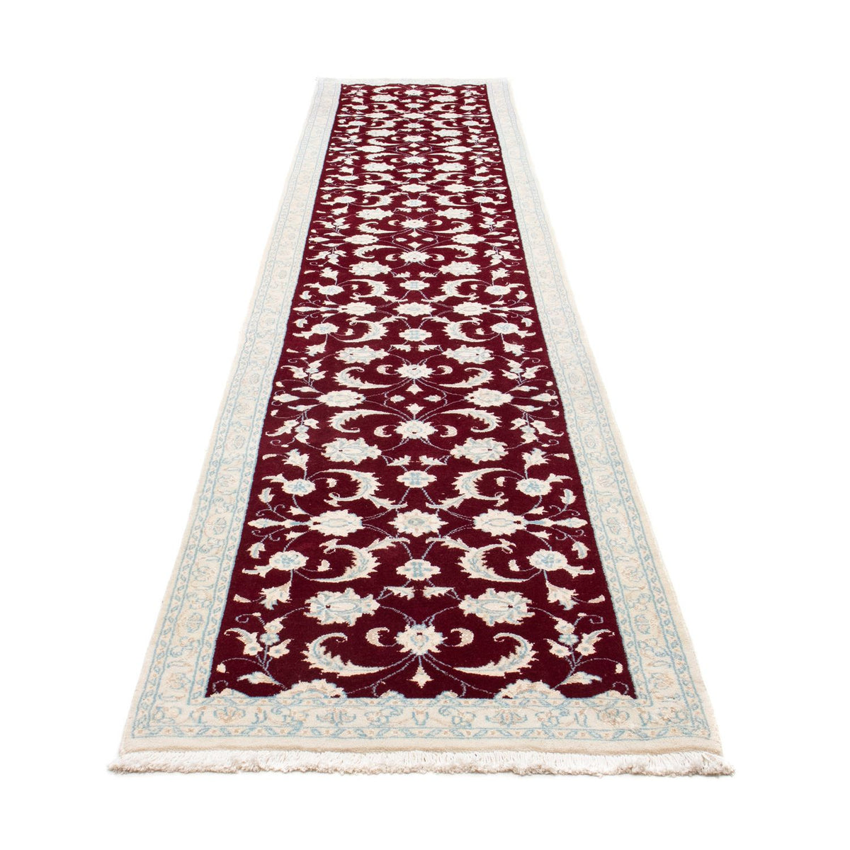 Perserteppich - Nain 398 x 84 cm - dunkelrot