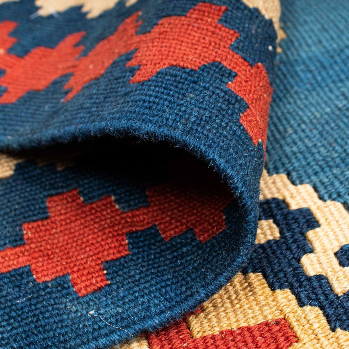 Kelim Teppich - Oriental 193 x 152 cm - blau