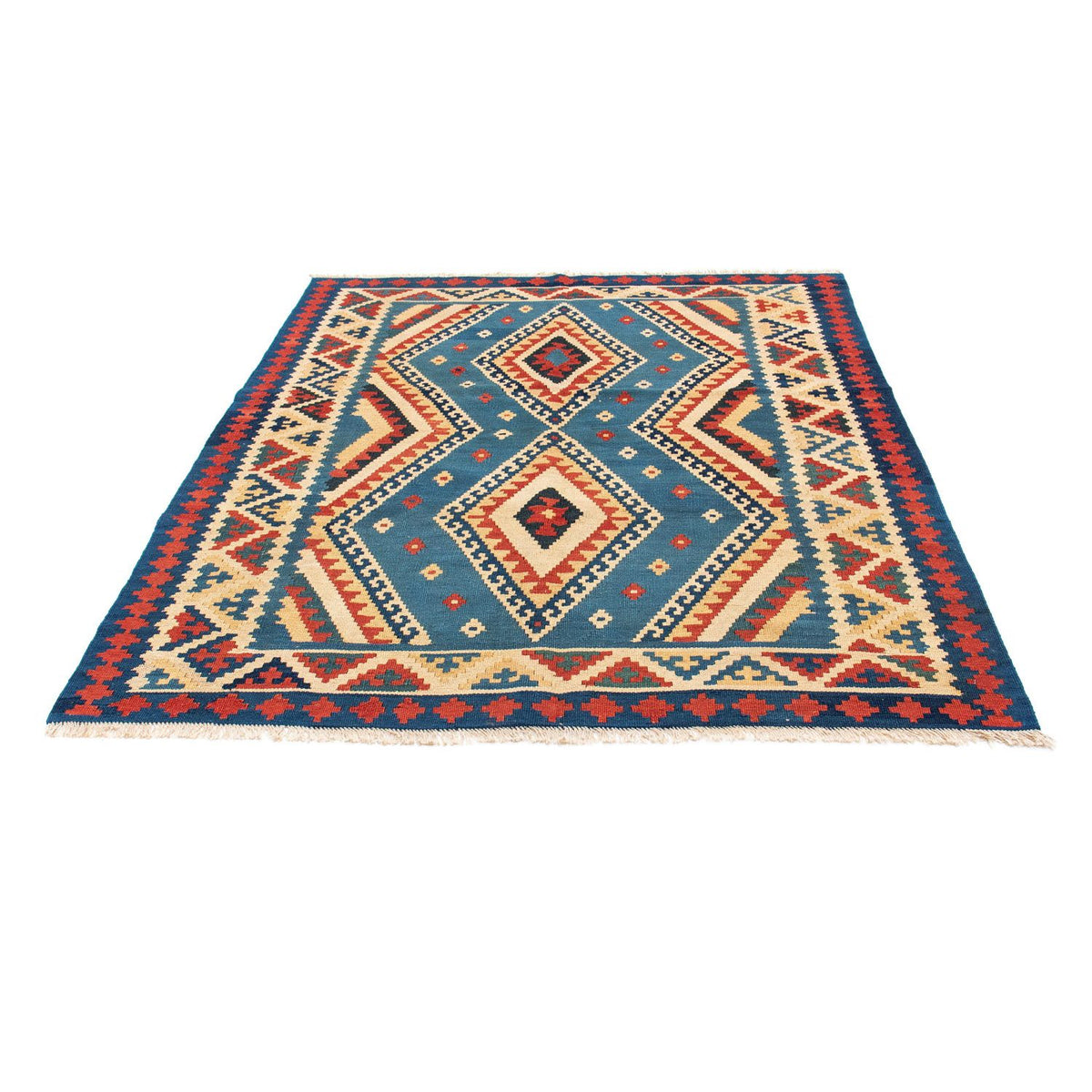 Kelim Teppich - Oriental 193 x 152 cm - blau