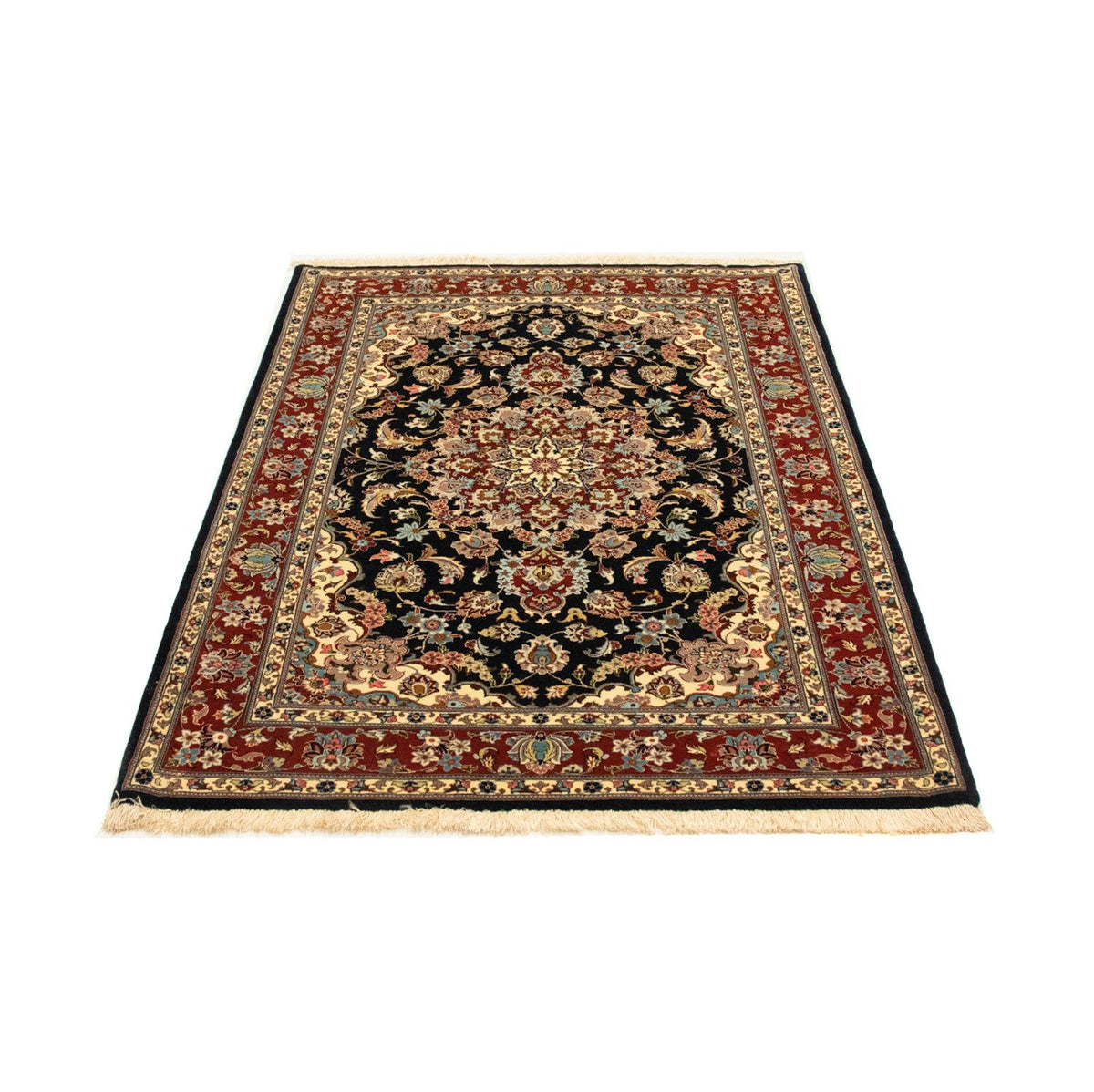 Perserteppich - Ghom 151 x 105 cm - schwarz