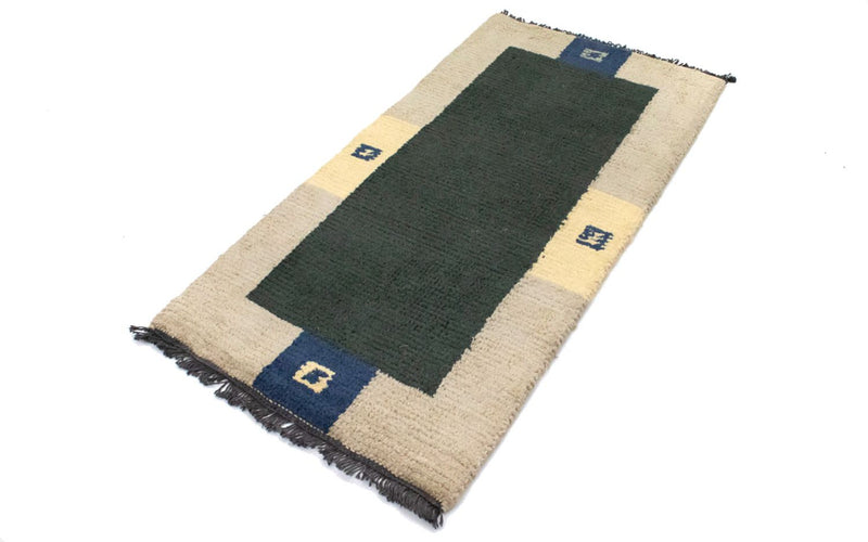 Nepal Teppich 140 x 70 cm - grün