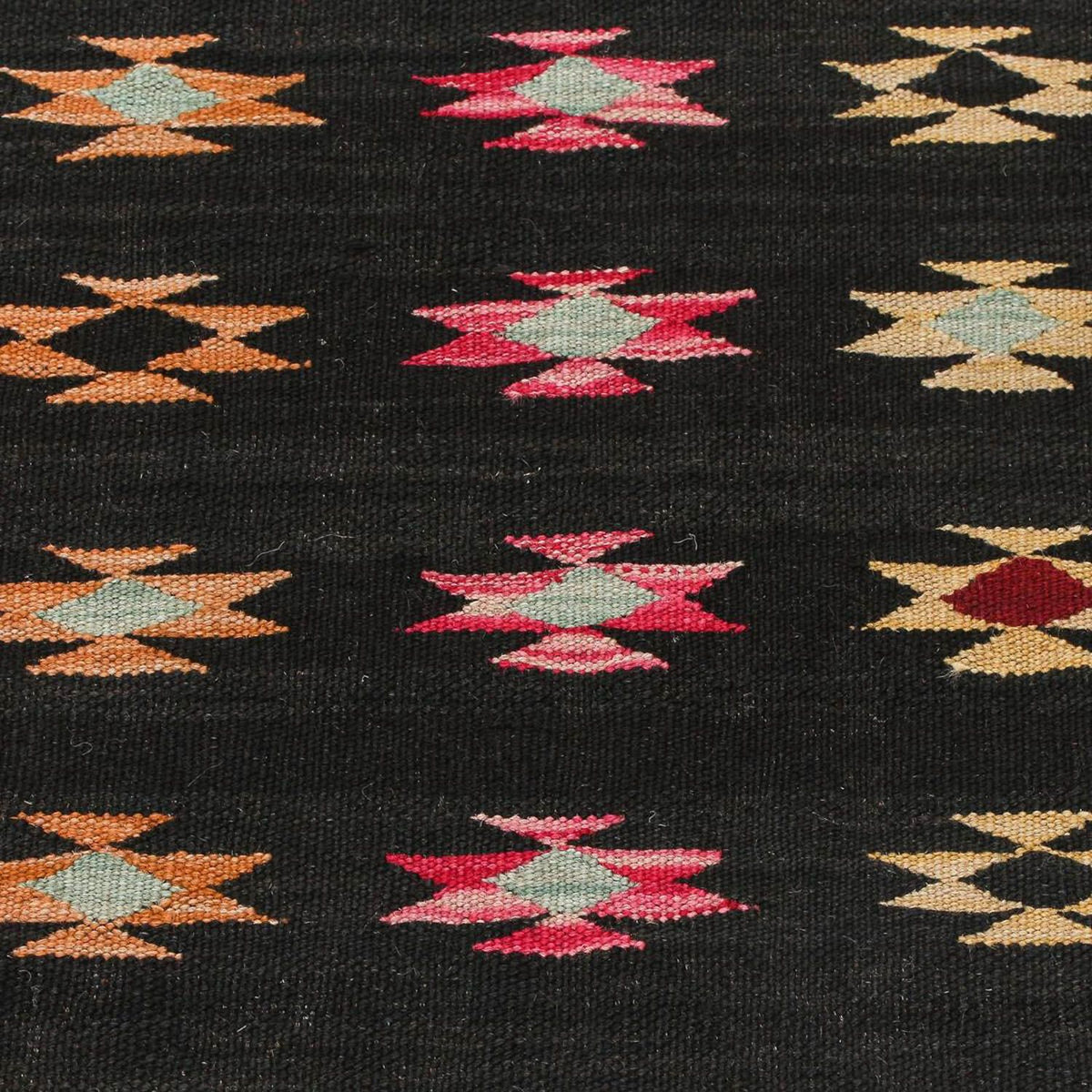 Kelim Teppich - Splash 195 x 85 cm - schwarz