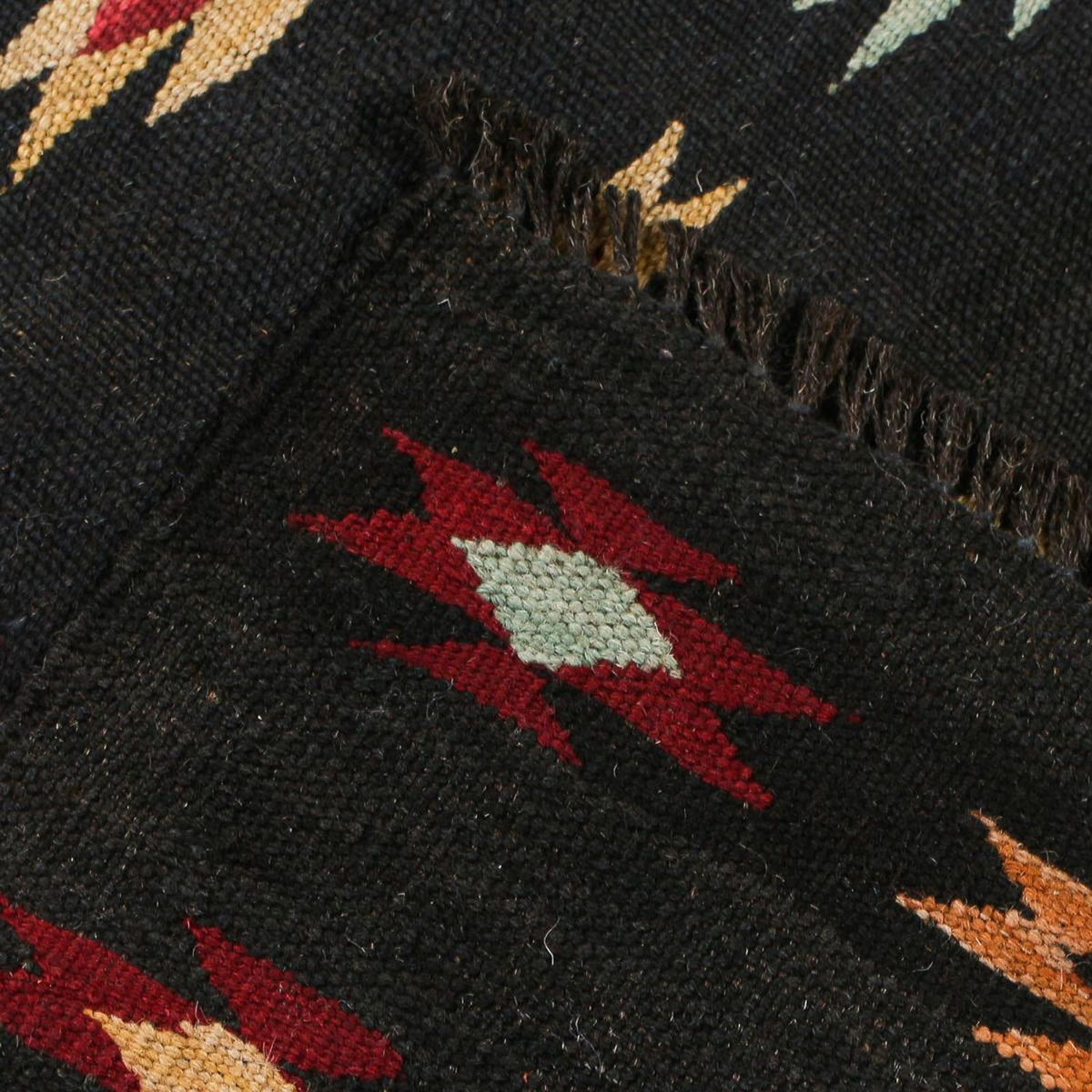 Kelim Teppich - Splash 195 x 85 cm - schwarz