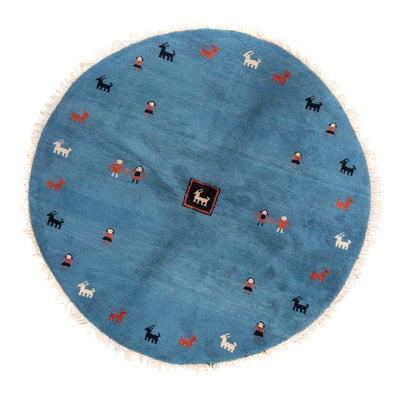 Gabbeh Teppich - Indus rund  - 195 x 195 cm - blau