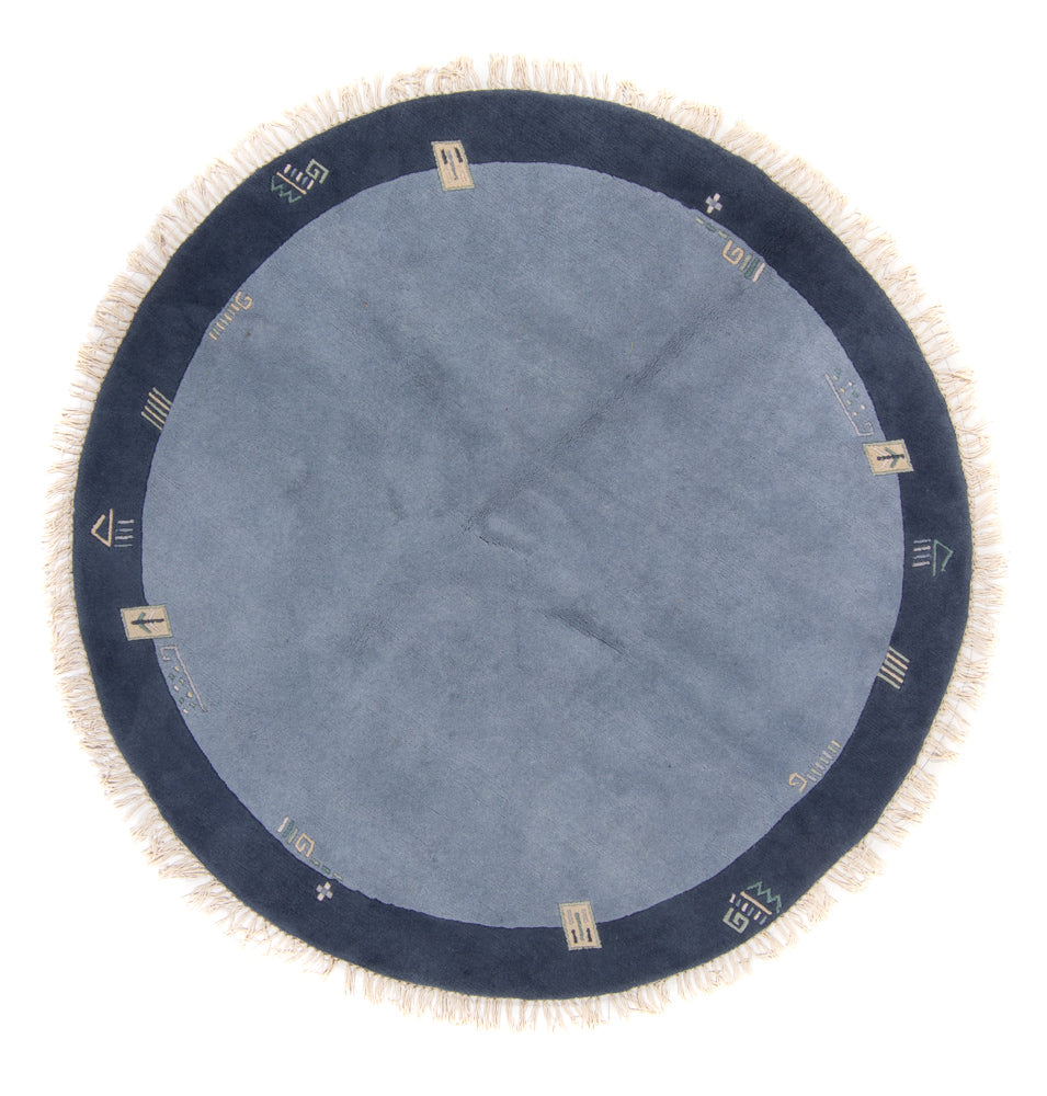 Nepal Teppich rund  - 197 x 197 cm - blau