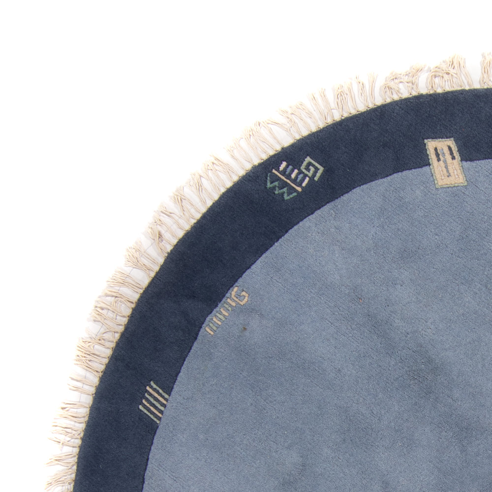 Nepal Teppich rund  - 197 x 197 cm - blau
