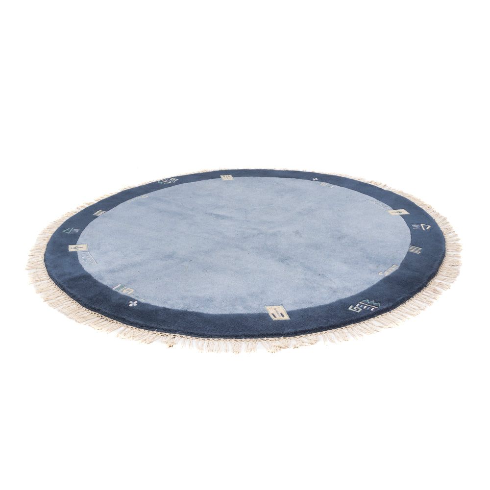 Nepal Teppich rund  - 197 x 197 cm - blau