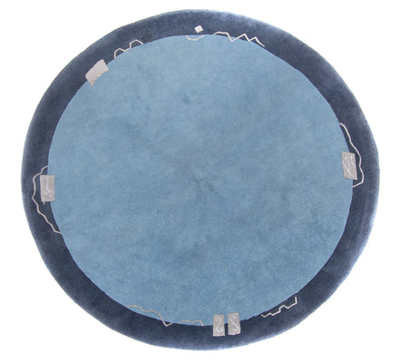 Nepal Teppich rund  - 210 x 210 cm - blau