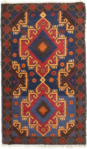 Belutsch Teppich 130 x 74 cm - blau