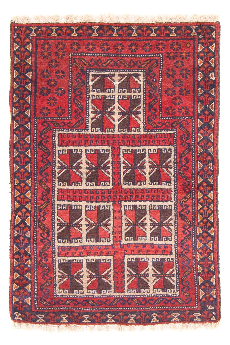 Belutsch Teppich - Gebetsteppich - 127 x 80 cm - rot