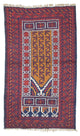 Belutsch Teppich 134 x 75 cm - blau