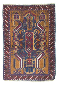 Belutsch Teppich 136 x 89 cm - blau