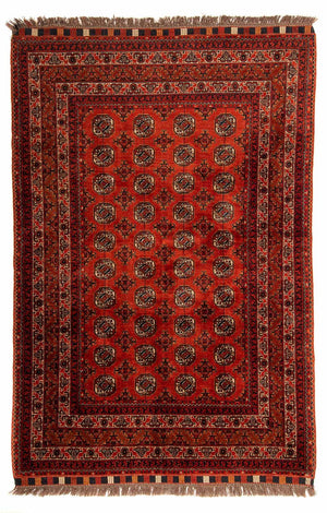 Afghan Teppich - Buchara 199 x 124 cm - dunkelrot