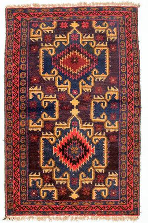 Belutsch Teppich 129 x 77 cm - mehrfarbig