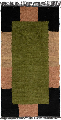 Nepal Teppich 140 x 70 cm - grün