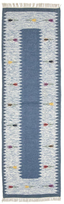 Kelim Teppich - Trendy 250 x 80 cm - blau