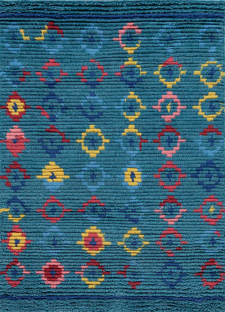 Wollteppich - 150 x 90 cm - blau