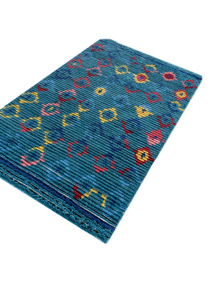 Wollteppich - 150 x 90 cm - blau