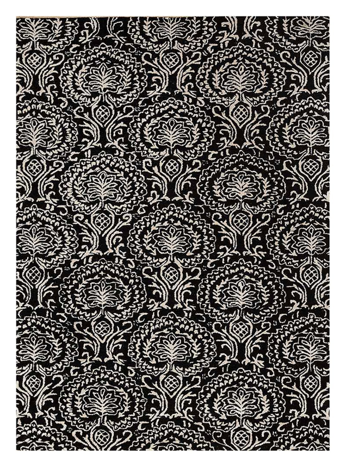 Wollteppich - 240 x 150 cm - schwarz-weiß
