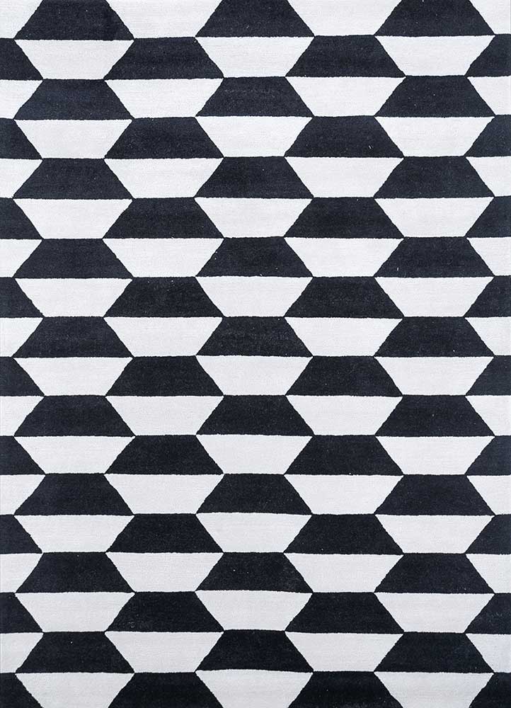 Wollteppich - 330 x 240 cm - schwarz-weiß