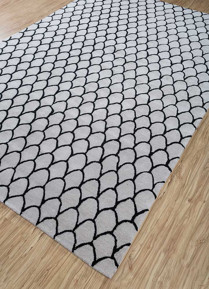 Wollteppich - 270 x 180 cm - schwarz-weiß