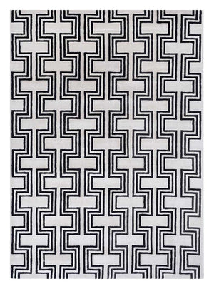 Wollteppich - 330 x 240 cm - schwarz-weiß