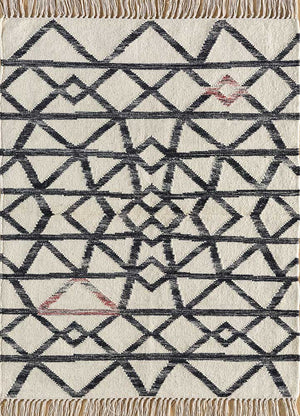 Wollteppich - 300 x 240 cm - schwarz-weiß