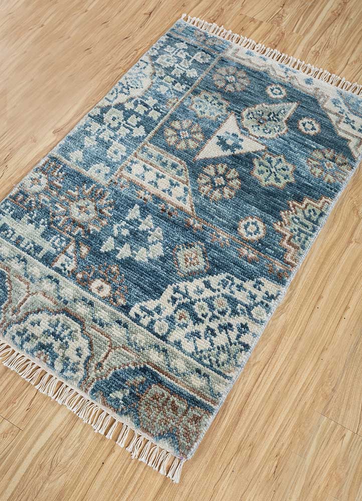 Wollteppich - 90 x 60 cm - blau