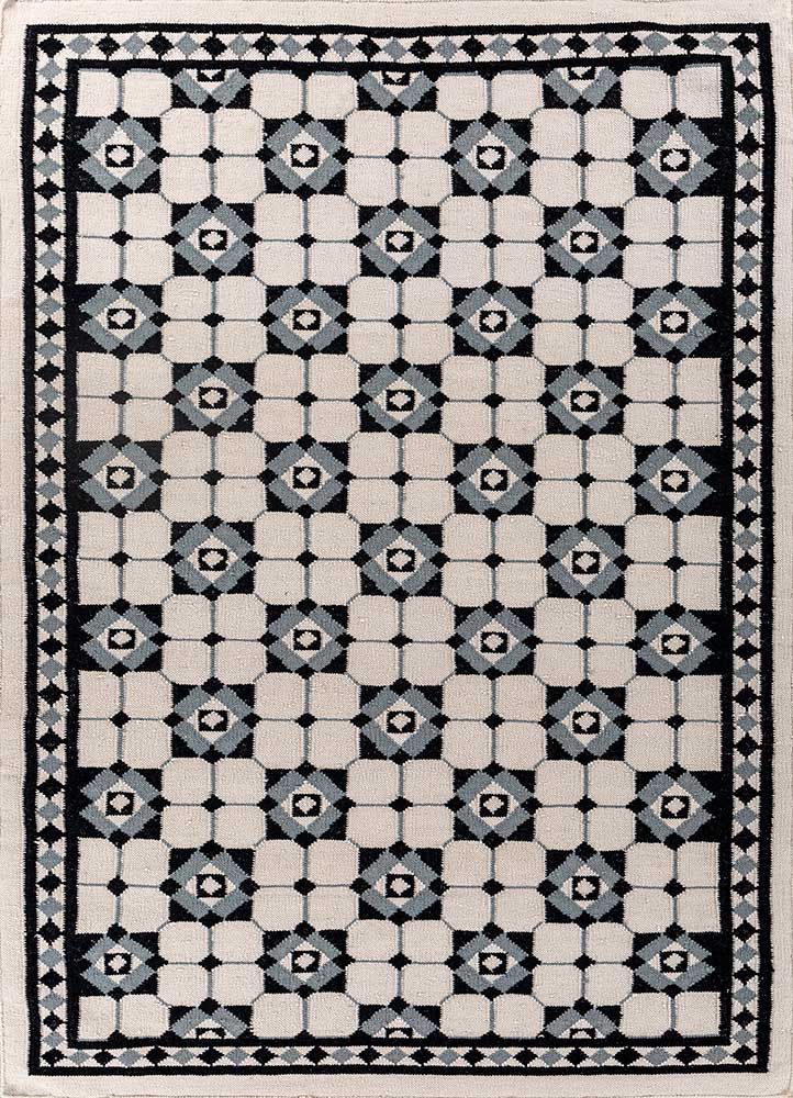 Wollteppich - 150 x 240 cm - schwarz-weiß