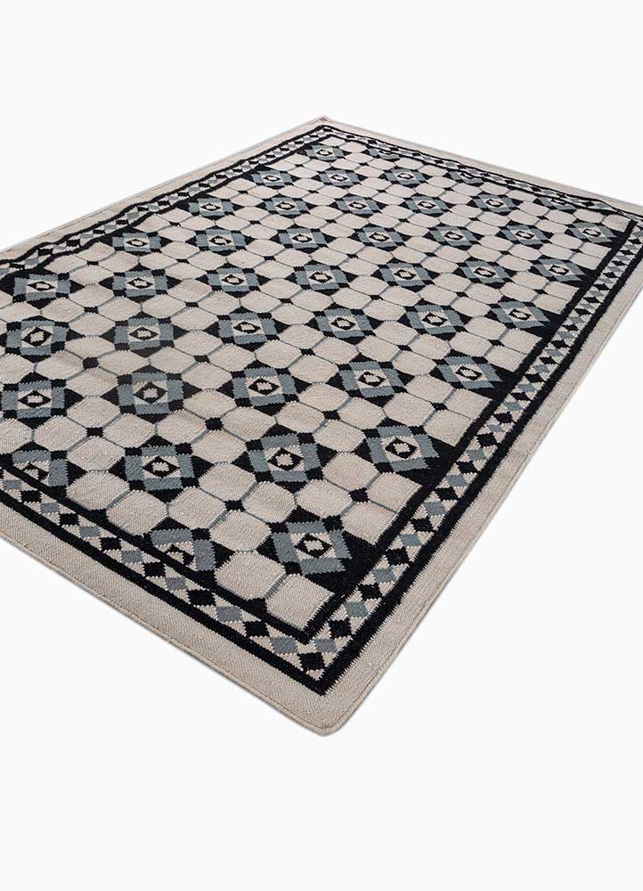Wollteppich - 150 x 240 cm - schwarz-weiß
