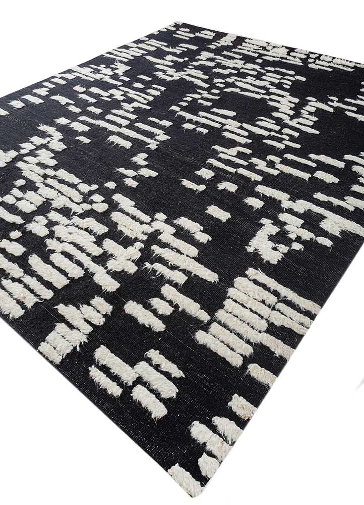 Wollteppich - 300 x 240 cm - schwarz-weiß