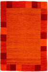 Kelim Modern Teppich 143x202cm - Rechteckig / Orange / 143 x 202 cm Rechteckig