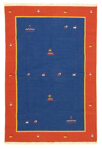 Kelim Teppich - Trendy 300 x 200 cm - blau
