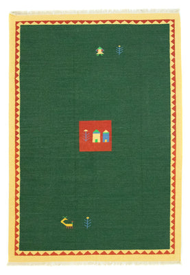 Kelim Teppich - Trendy 300 x 200 cm - dunkelgrün