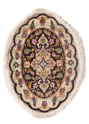 Perserteppich - Täbriz - Royal oval  - 68 x 48 cm - schwarz