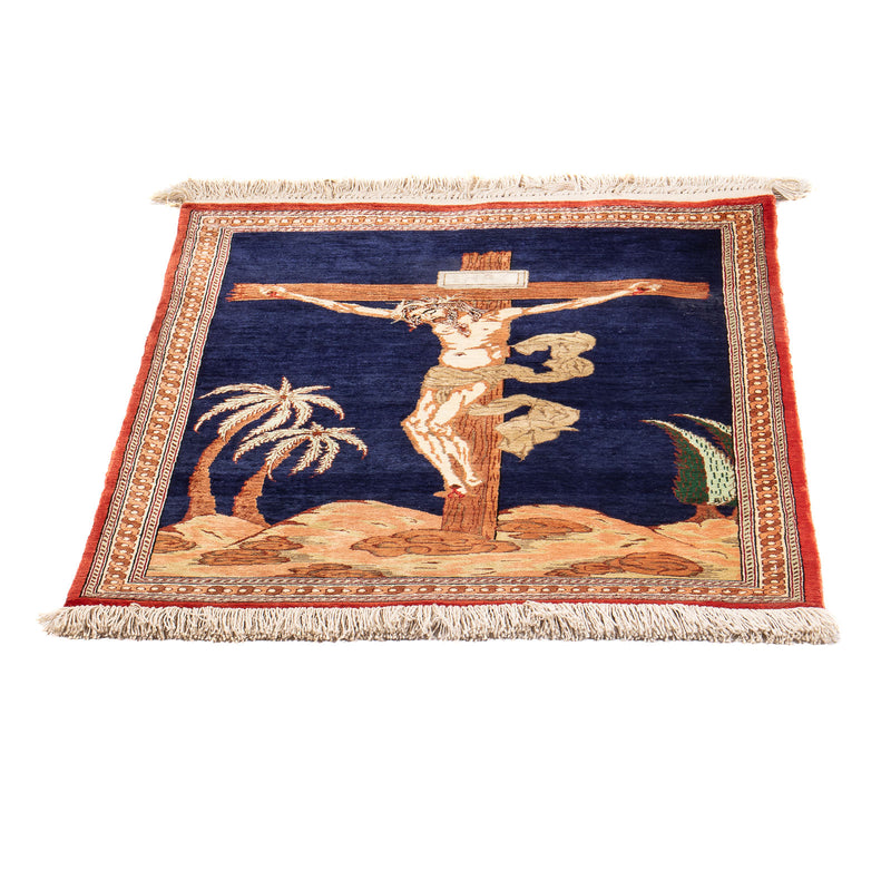 Seidenteppich - Ghom Seide - Premium - 71 x 56 cm - dunkelblau
