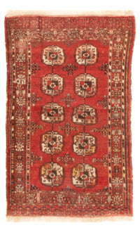 Turkaman Teppich - 121 x 83 cm - dunkelrot