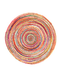 Juteteppich - ML-Indigostripy - rund