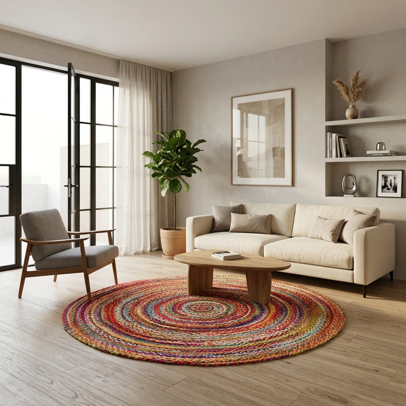 Juteteppich ML-Indigostripy