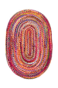 Juteteppich - ML-Indigostripy - oval