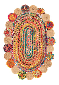 Juteteppich oval  - 91 x 61 cm - mehrfarbig