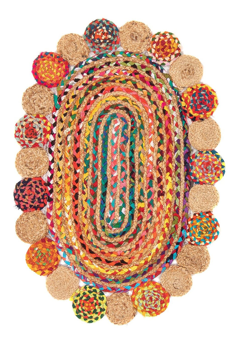 Sisalteppich oval  - 91 x 61 cm - mehrfarbig