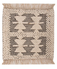 Wollteppich quadratisch  - 49 x 46 cm - schwarz-weiß