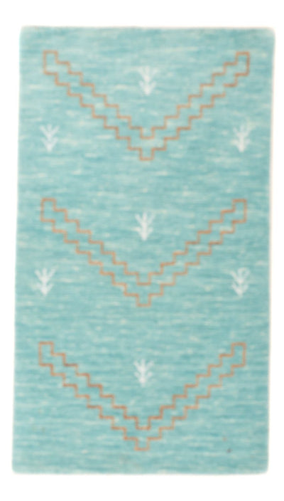 Loribaft Loom Teppich 62x102cm - Wollteppich - hellblau